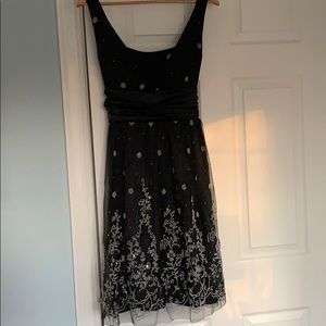 Beautiful semi-formal black dress with silver detail